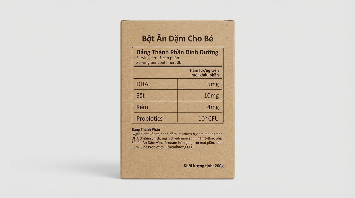 Cách đọc bảng thành phần và bảng dinh dưỡng trên hộp bột ăn dặm 200g