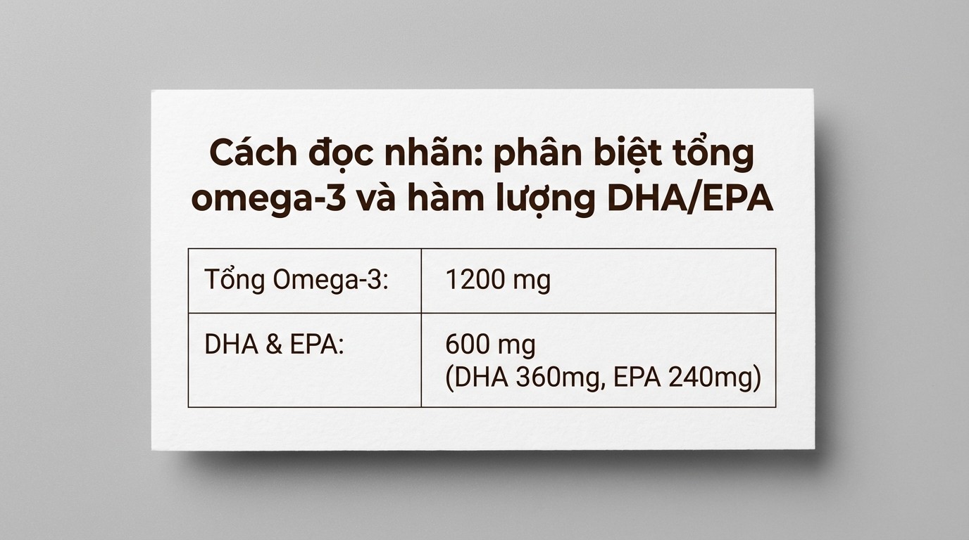 cách đọc nhãn phân biệt tổng omega 3 và hàm lượng DHA/EPA