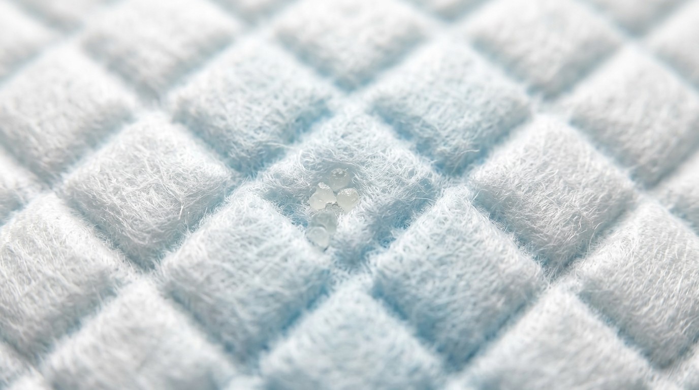 Cận cảnh bề mặt 3D dạng rãnh thấm giúp dẫn chất lỏng về lõi tã