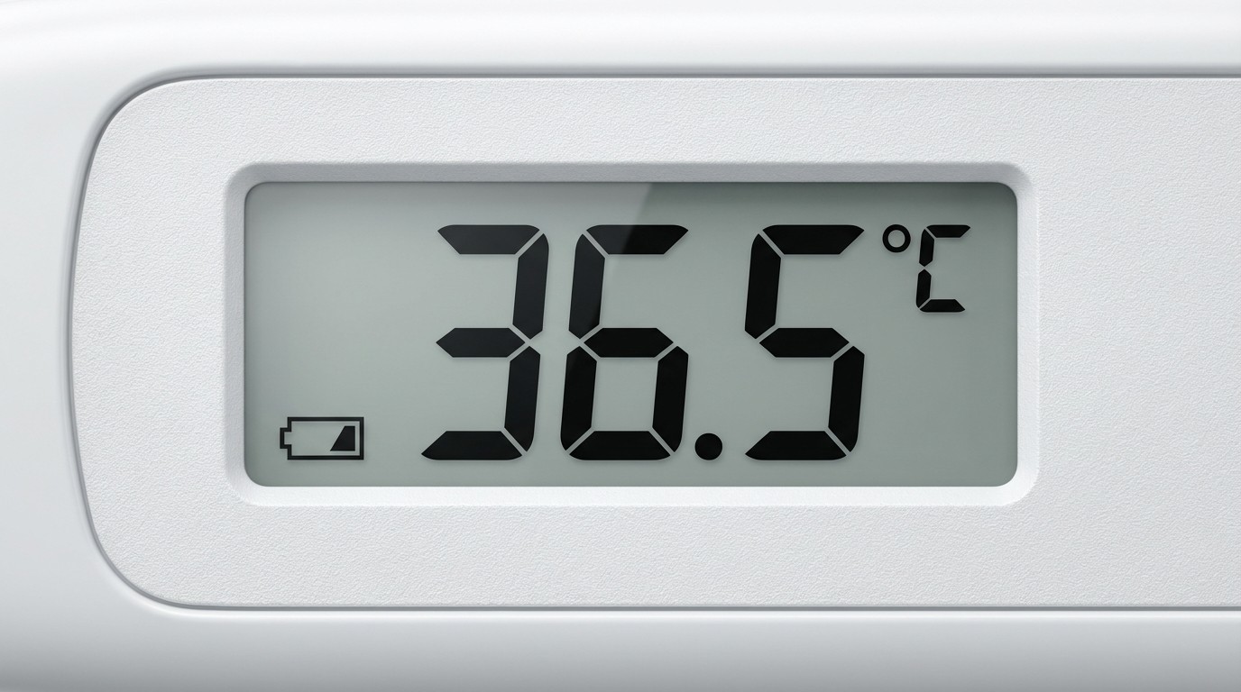 Cận cảnh màn hình LCD hiển thị kết quả đo sau khoảng 10 giây trên Microlife MT550