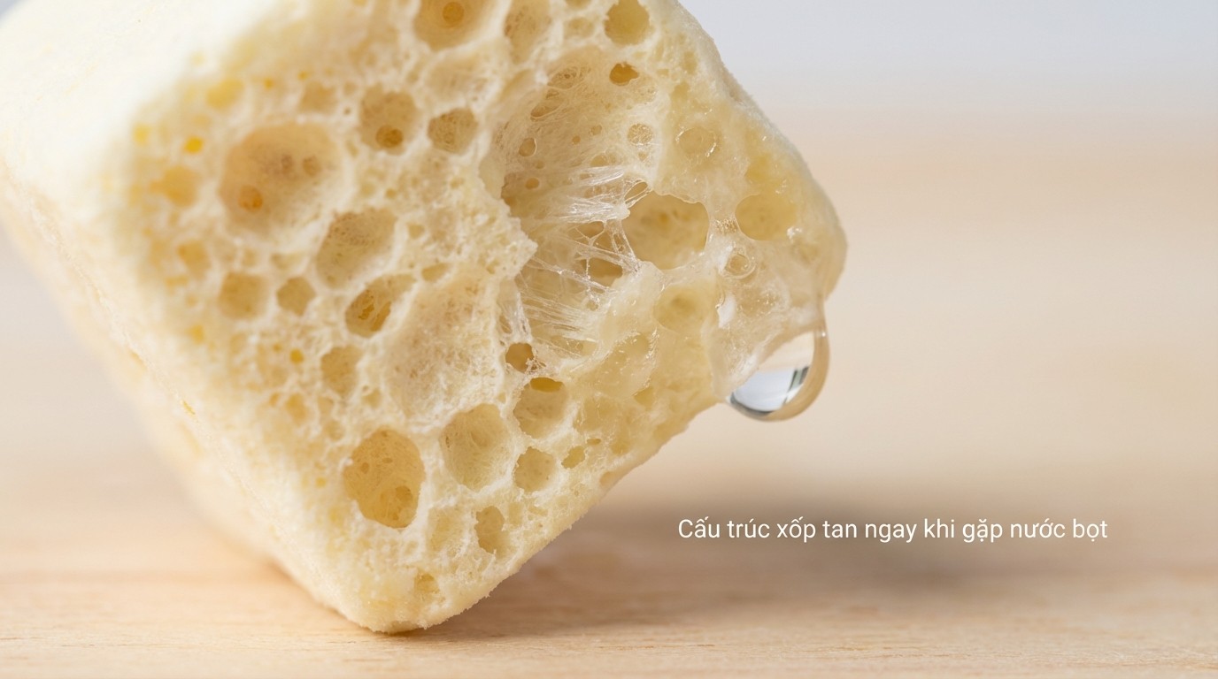 cấu trúc xốp của thực phẩm sấy thăng hoa giúp tan nhanh khi gặp nước bọt