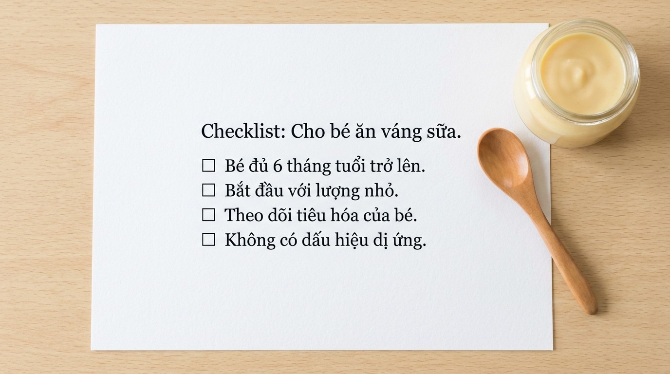 Checklist kiểm tra độ tuổi và dấu hiệu dung nạp khi cho bé ăn váng sữa