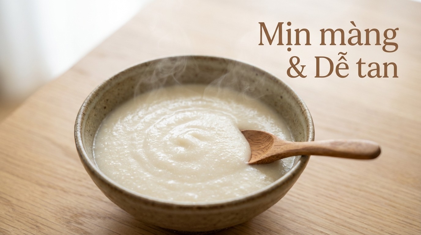 độ mịn và độ tan của bột ăn dặm khởi đầu khi pha đúng nhiệt độ