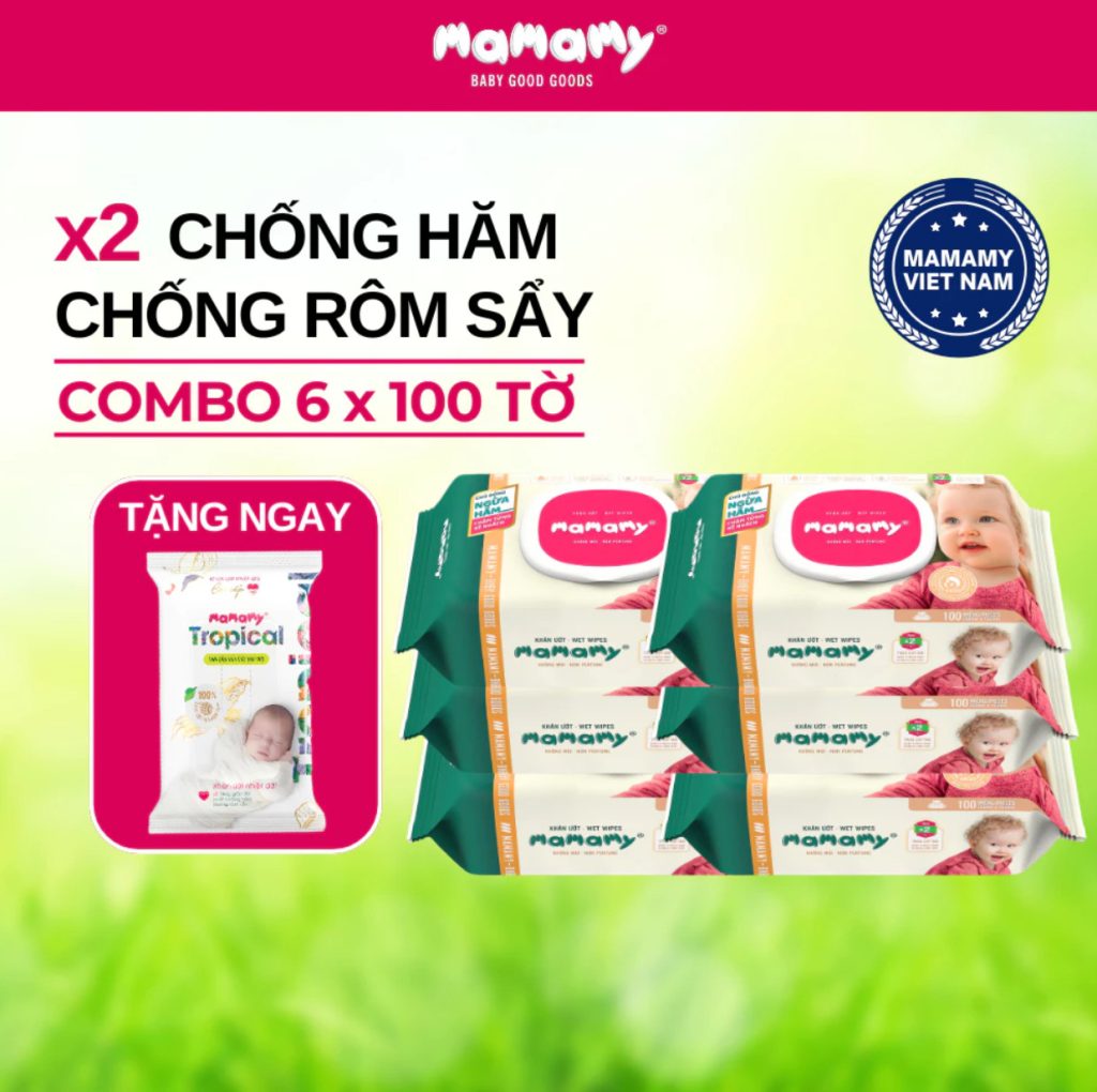 Khăn Ướt Mamamy Không Mùi Combo 6 Gói 100 Tờ - Product Image