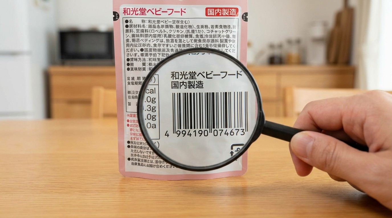 kiểm tra mã vạch 49 và thông tin tiếng Nhật trên bao bì Wakodo nội địa Nhật