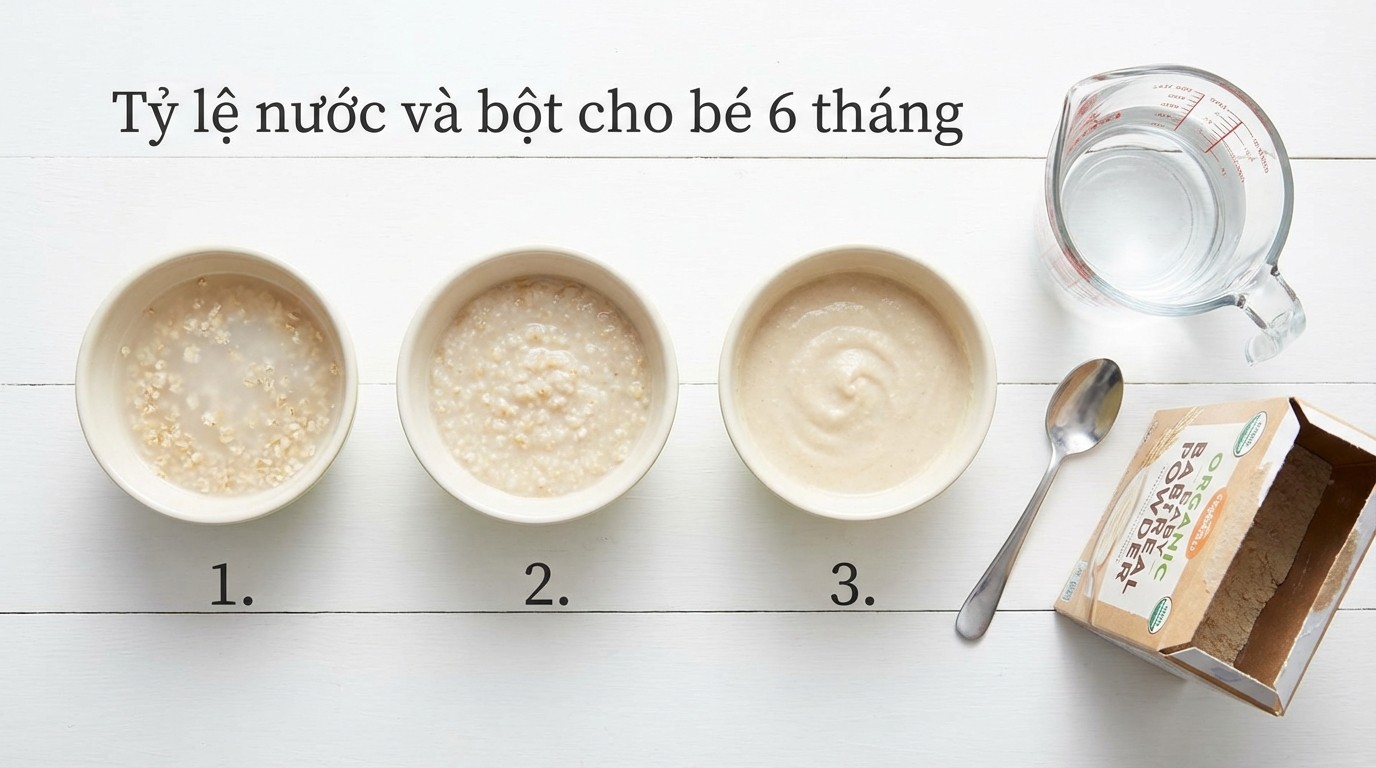 tỷ lệ nước và bột khi pha bột ăn dặm cho bé 6 tháng theo độ loãng